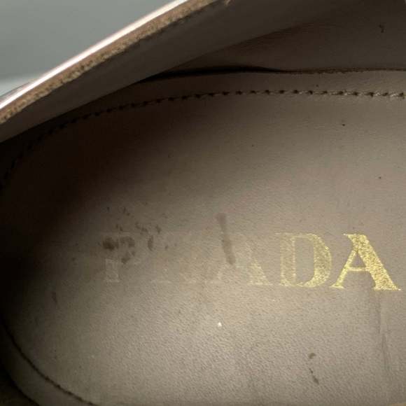 PRADA Silver Perforated Leather Platform Lace-Up Shoes - Picture 7 of 8